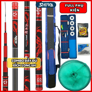 Cần Câu Tay Xích Long 6H Carbon Cao Cấp - Combo Cần Câu Đài Giá Rẻ, Đồ Câu SHIWA, XÍCH LONG