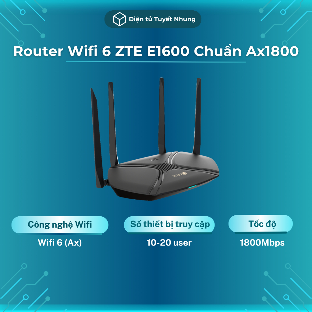 Router ZTE E1600 Chuẩn AX1800, 2 Băng Tần, Có Mesh, Qua Sử Dụng - Router Wifi BH Lỗi 1-1