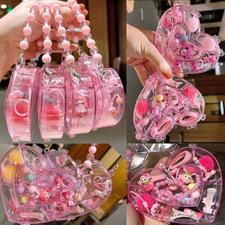 Hộp trang sức cho bé gái BabyloveGO set công chúa 9 phụ kiện vòng cổ,kẹp dây buộc tóc cho bé