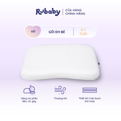 Gối Em Bé Rubaby (5-12 Tuổi) | Gối Memory Foam Êm Ái | Nâng Đỡ Cổ Vai Gáy | An Toàn Cho Bé