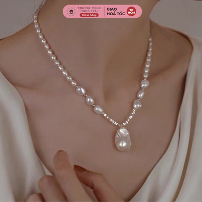 Dây Chuyền Bạc 925 Mặt Ngọc Trai Lớn 20mm Xinh Xắn, Hiện Đại, Thời Trang - Ngọc Trai Trường Thịnh