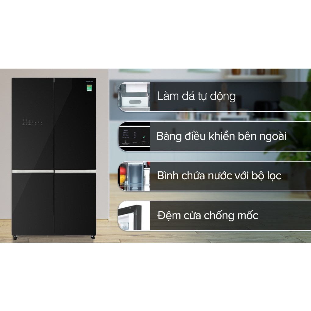Tủ lạnh Hitachi Inverter 569 lít Multi Door R-WB640VGV0 GBK