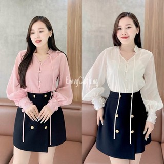 Áo sơ mi nữ kiểu công sở 2 lớp, chất tơ hàn cao cấp Emvy Fashion - A9