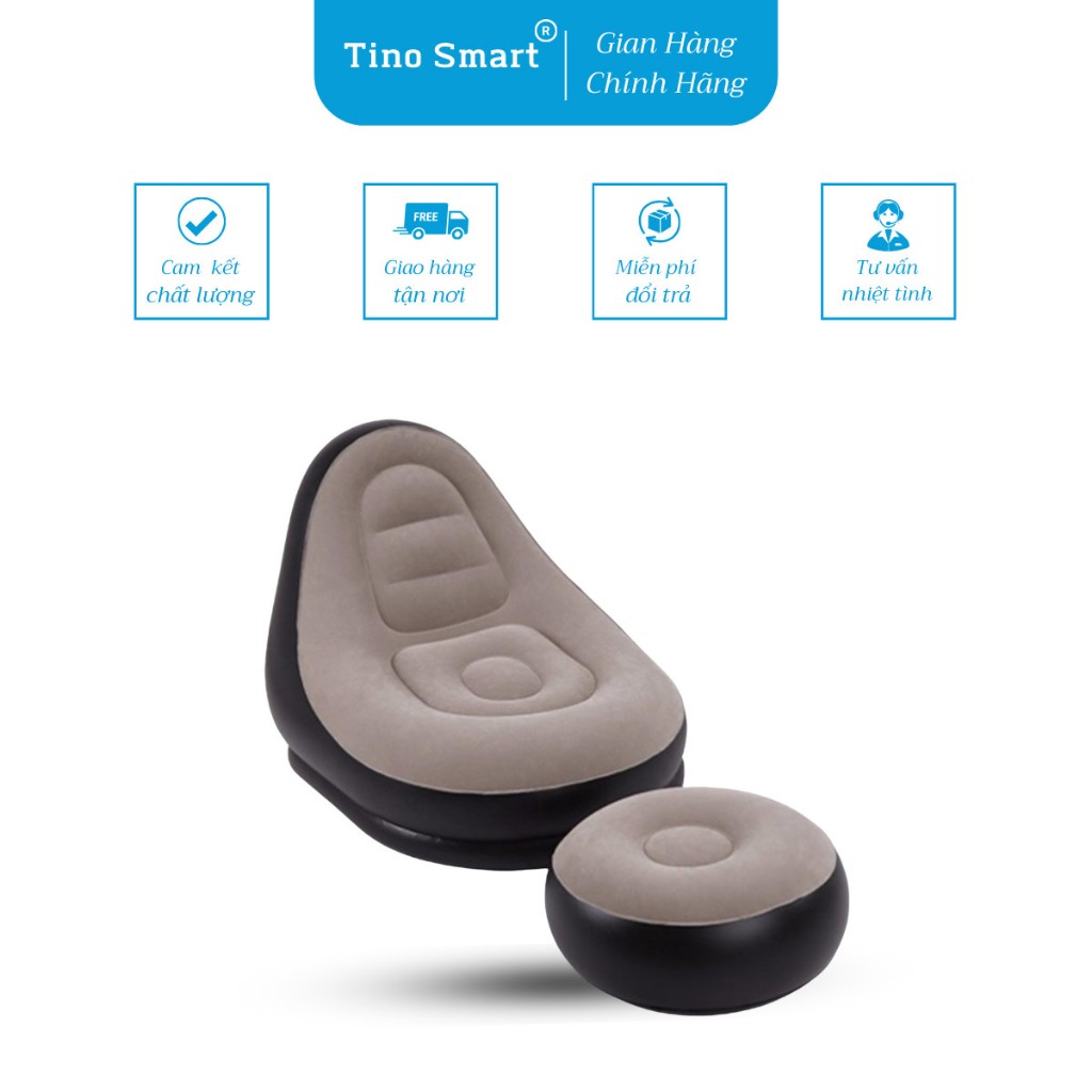 Ghế Lười Tựa Lưng Bơm Hơi Kiểu Dáng Hàn Quốc Bọc Nhung Mềm Mại Dễ Sử Dụng (GVQ Store)