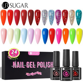 UR SUGAR Sơn Gel Set Sơn Móng Tay Gel Nhũ 24 Màu Đỏ Lấp Lánh Sơn Móng Tay Gel Set Bộ Sơn Gel 7ml
