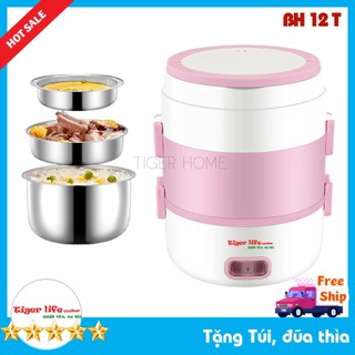 Hộp cơm Văn Phòng Nấu Và Hâm 2 - 3 tầng Làm nóng cực nhanh Túi, Thìa Đũa, miễng cọ rửa bh 12 Tháng 1 đổi 1