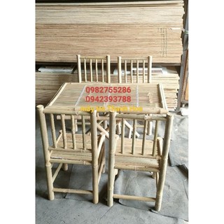 bàn ghế tre, bàn ghế tựa [4 ghế tựa, bàn xếp]