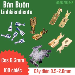 Cos gài 6.3mm, đầu cos chữ T, cos gài trần, cos xe điện [ 100 chiếc ]