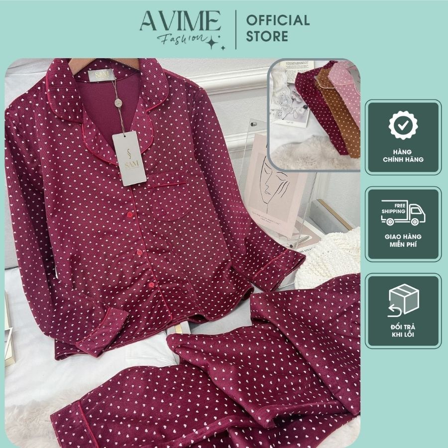 Bộ Pijama Nữ- Đồ Ngủ Mặc Nhà Sam Luxury Cao Cấp Dáng Áo Tay Dài Quần Dài Thu Đông Chất Liệu Nhung tăm cao cấp