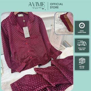 Bộ pijama nữ- đồ ngủ mặc nhà sam luxury cao cấp dáng áo tay dài quần dài thu đông chất liệu nhung tăm cao cấp