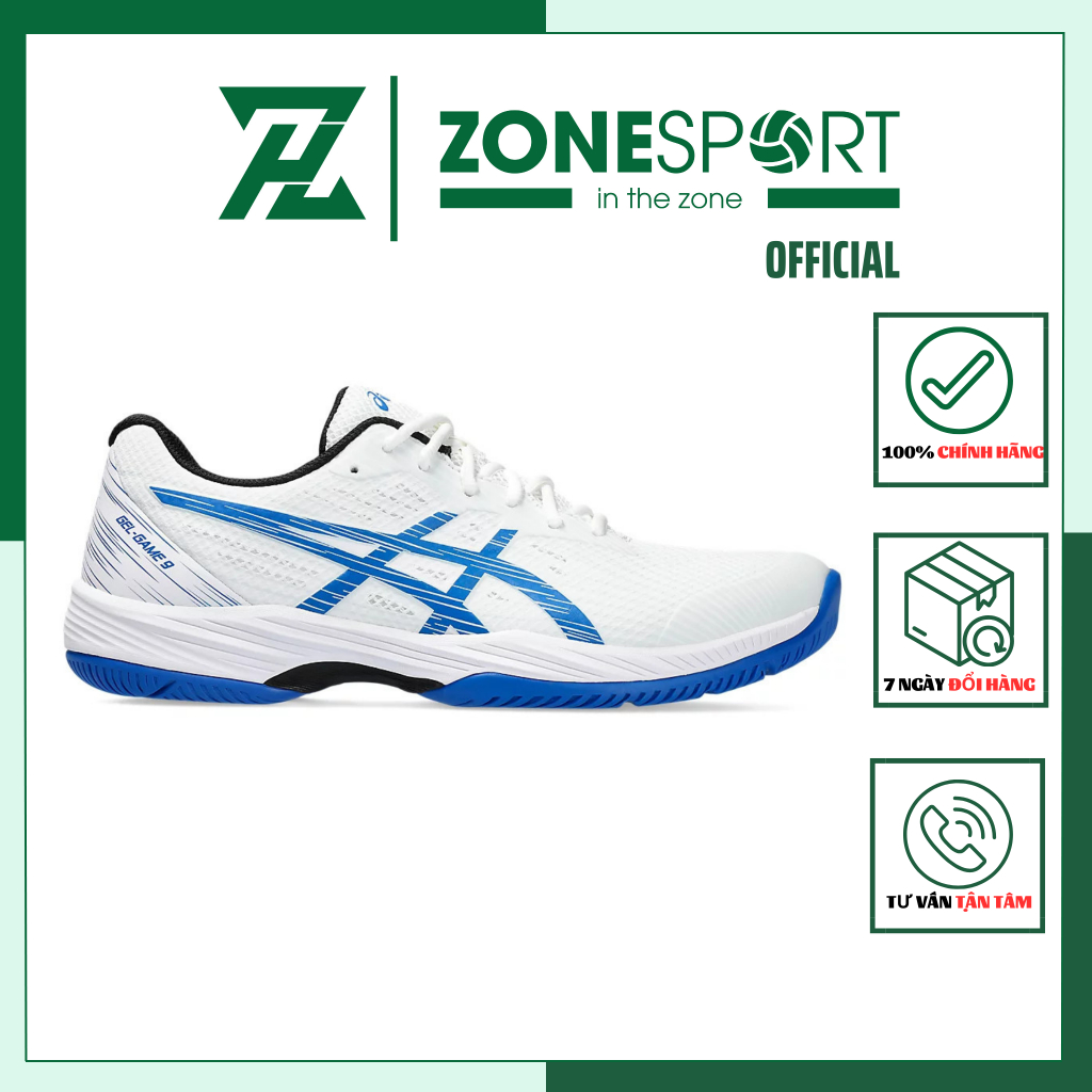 Giày Asics Gel Game 9 Trắng - Giày Tennis, Cầu Lông, Bóng Chuyền trọng lượng nhẹ thiết kế lưới thoáng khí độ bền cao