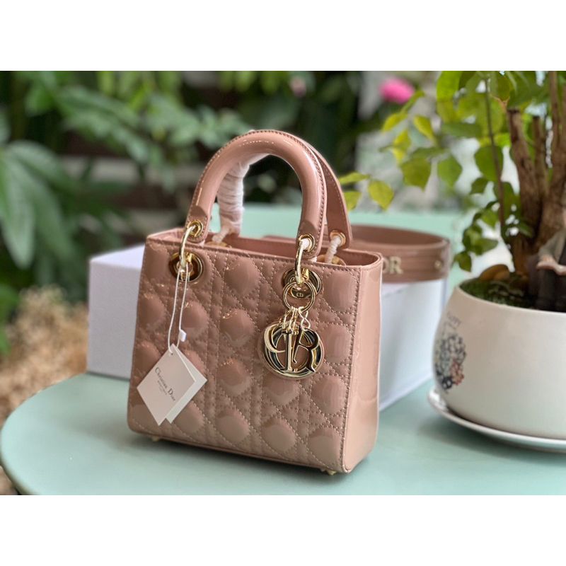 Túi quai xách Di.or lady nguyên bản size 20cm da bóng fullbox