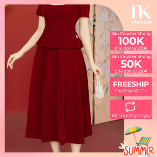 Chân Váy Nhung Xoè Xếp NKCV2311002 NK Fashion Thời Trang Công Sở Nữ, Sang Trọng, Tôn Dáng, Chất Vải Mềm Mịn