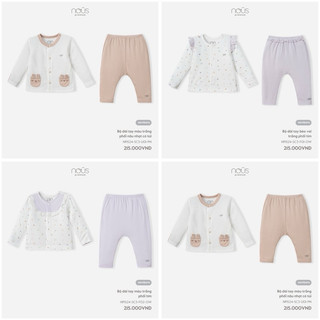 NOUS 2021 - Bộ cài thẳng dài petit size newborn cho bé trai/bé gái sơ sinh