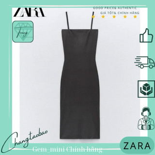 Zara Auth Đầm body 2 dây màu xám đen size s