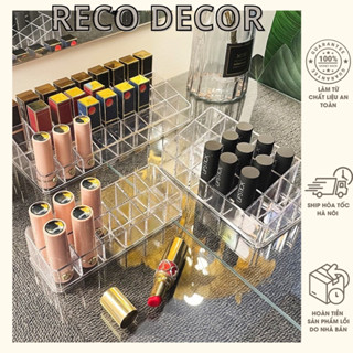 Khay Hộp Đựng Son Makeup Nhiều Ô Trong Suốt Arcrylic Decor Bàn Học