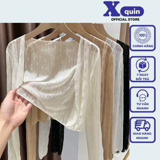  Áo khoác nữ lưới tay dài hoa nổi khoác ngoài đi biển Áo cardigan chất vải voan hoa mỏng nhẹ tay dài nữ tính dễ thương 