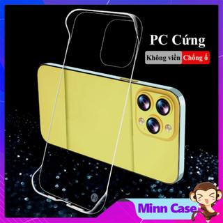 Ốp lưng điện thoại PC cứng không viền trong suốt chống ố cho ip 15 14 13 Pro MAX 14 Plus 12 Pro MinnCase