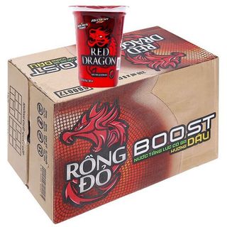 Thùng 48 ly nước tăng lực rồng đỏ hương dâu 220ml