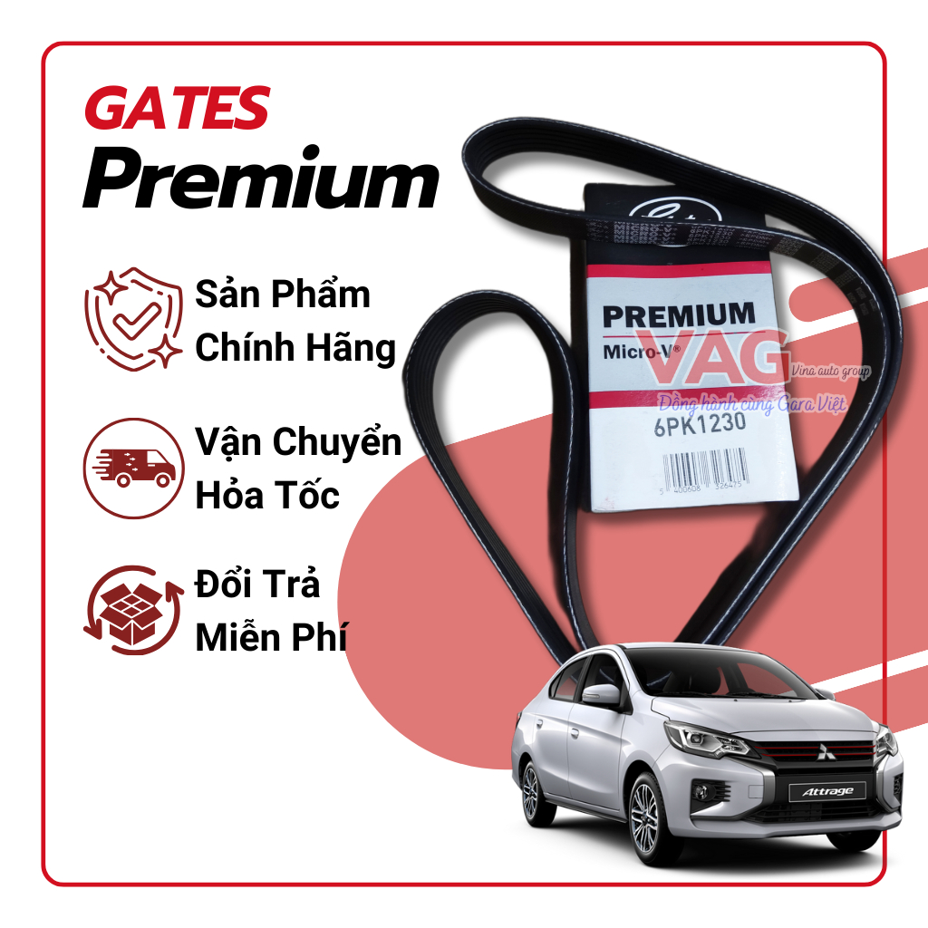 [Chính hãng] Dây Curoa Gates 6PK1230 Accent 1.4, Morning 1.2, Rio 1.4, Attrage 1.2, Corolla – Coroll