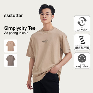 Áo thun cổ tròn tay lỡ nam nữ SSSTUTTER phông trơn in chữ cotton thoáng mát 250gsm co giãn SIMPLICITY TEE