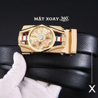 Thắt lưng nam da cao cấp Dabaraac, mặt đính đá xoay 360 độ, khóa tự động mạ kim sang trọng TL01