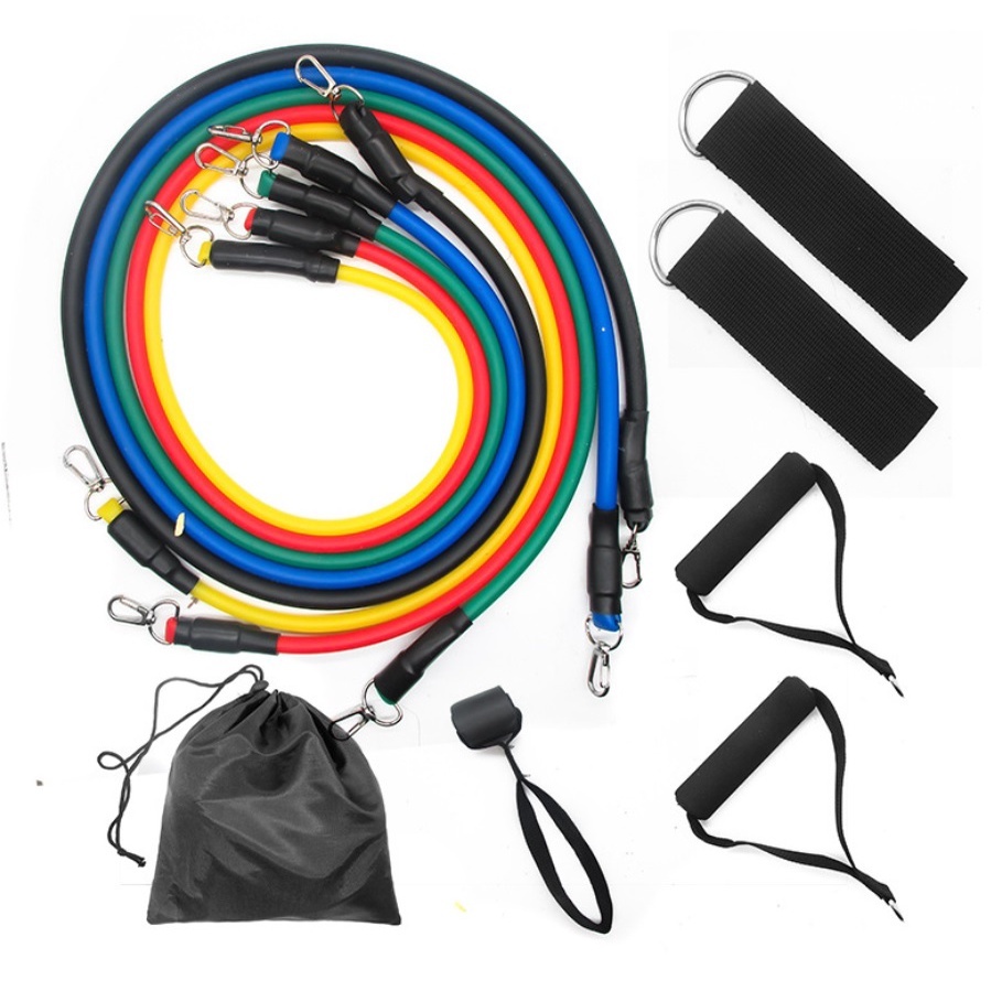 Bộ 5 Dây Ngũ Sắc Tập Gym Full Body, Dụng Cụ Tập Thể Hình Kháng Lực Đa Năng Kéo Đàn Hồi Tập Gym