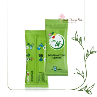 Dưỡng hoa tươi lâu longlife, gói 5gr, giúp cho hoa cắt cành lâu tàn, nở bông to, không bị hôi nước, hạn chế héo hoa.