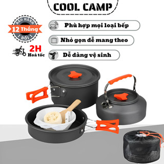 Bộ Nồi Nấu Ăn Dã Ngoại Gấp Gọn Hợp Kim Nhôm Chống Dính, Bộ Nồi Cắm Trại Đầy Đủ Phụ Kiện Tiện Lợi.