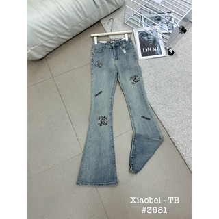 Quần Jeans nữ ống loe co giãn đính đá Chà neo, quần bò ống đứng cạp cao Y.SL QCL1 LuciK Shop QD0063