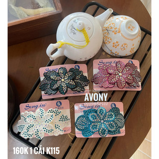 Kẹp đuôi tóc - Cặp tóc sau đính hoa nổi Songing