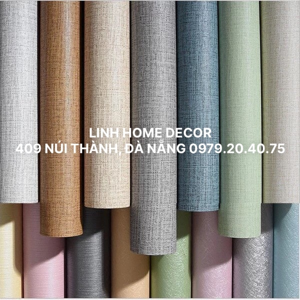 Giấy dán tường trơn màu giả vải sang trọng, hiện đại, có keo sẵn khổ rộng 1,2m
