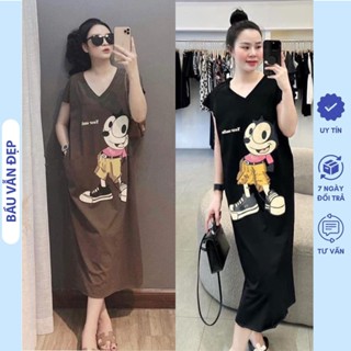 ĐẦM VÁY BẦU SUÔNG DÀI CỔ TIM ĐIỆU ĐÀ CHẤT MỀM MỊN V766 - VÁY CỘC TAY MÙA HÈ CHO MẸ BẦU MẶC TRƯỚC VÀ SAU SINH BIGSIZE