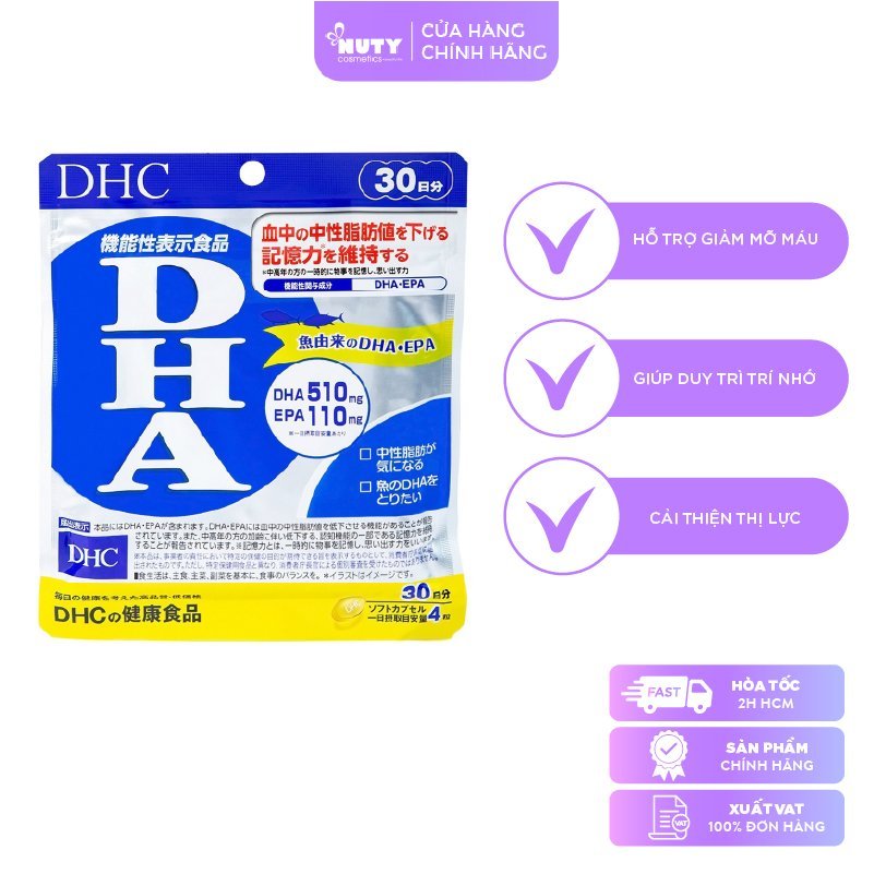 Viên Uống DHC Bổ Sung DHA Hỗ Trợ Trí Não (120 viên)