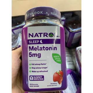 Gummies hỗ trợ ngủ ngon Natrol Melatonin 5mg 180 Viên Mới - Kẹo Dâu hỗ trợ ngủ ngon
