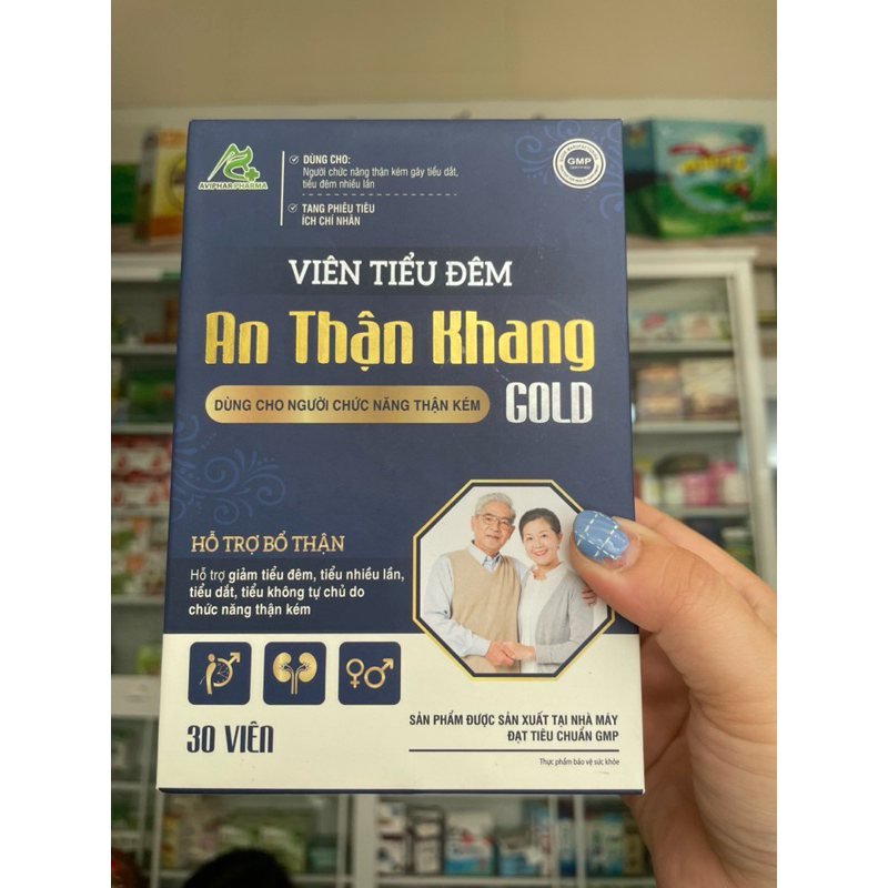 Viên tiểu đêm An Thận Khang Gold hộp 1 lọ 30 viên thận yếu đau lưng mỏi gối tê bại tiểu buốt , tiểu đêm