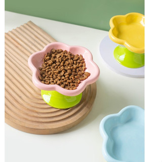 Bát ăn bằng sứ chống gù cho mèo - chén ăn đế cao sang trọng chống lật