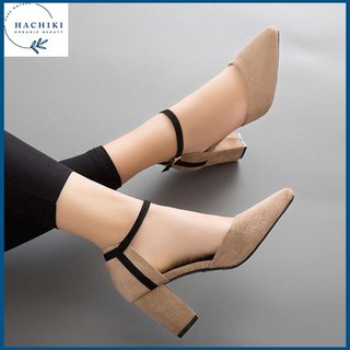 Cao gót nữ 7p bít mũi cao cấp HACHIKI, Giày cao gót 7p chất da lộn đẹp, xin chất lượng thời trang