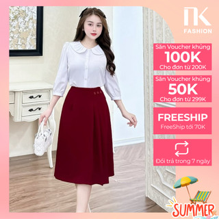 Chân Váy A Xếp Cá Sườn Dáng Dài UKCV2309002 Thương Hiệu NK Fashion Công Sở Nữ Sang Trọng, Trẻ Trung, Thanh Lịch