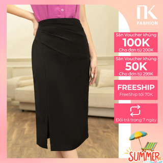 Chân Váy Bút Chì Xếp Sườn NKCV2306002 NK Fashion Thời Trang Công Sở Nữ, Thiết Kế Trẻ Trung, Tôn Dáng, Vải Thoáng Mát