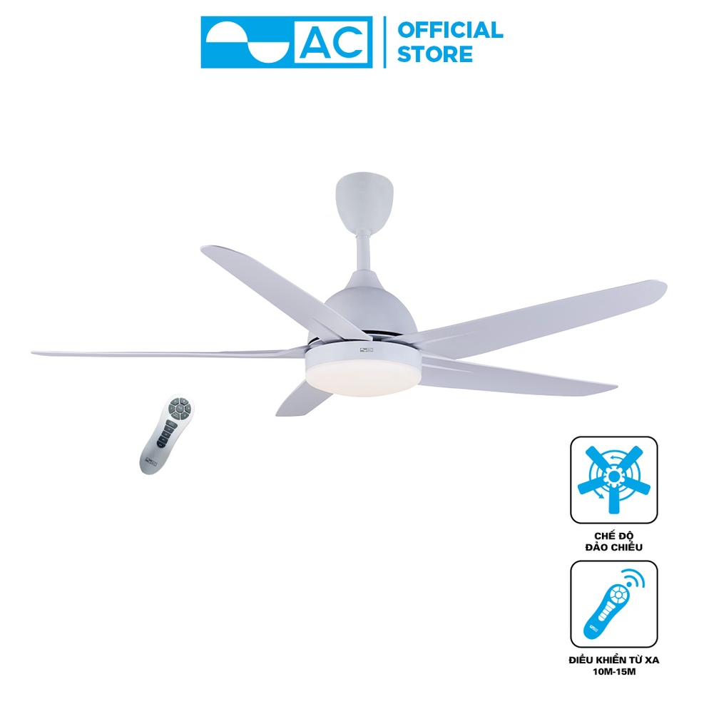 [Hỏa Tốc HCM] Quạt trần AC 05 cánh ACF02D525 30W động cơ DC, tích hợp đèn led 24W 3 màu Ánh Sáng