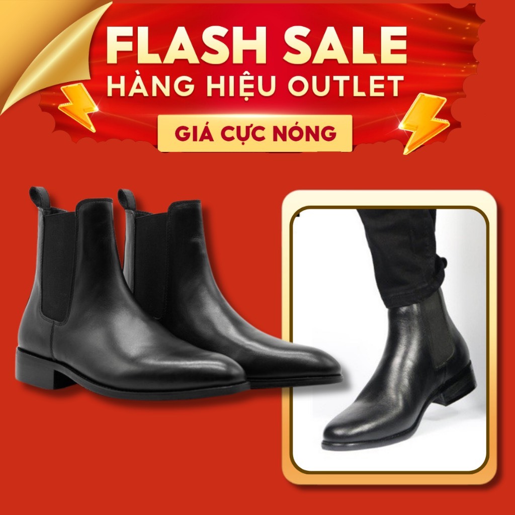 Giày bốt nam cổ cao da xít chống nhăn, đế cao su đã khâu đế, giày chelsea boot nam siêu hot, dồng kiểm