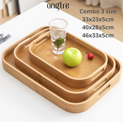 Khay Tre ONGTRE Có Tay Cầm - Khay Tròn, Khay Chữ Nhật Phục Vụ Trà, Cafe, Nhà Hàng, Khách Sạn