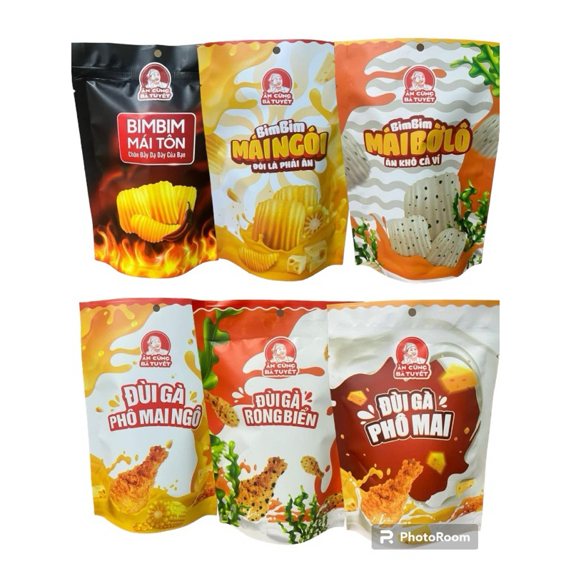 sỉ 10 gói snack ăn vặt cùng bà tuyết , bimbim mái tôn , bờ lô, mái ngói , đùi gà