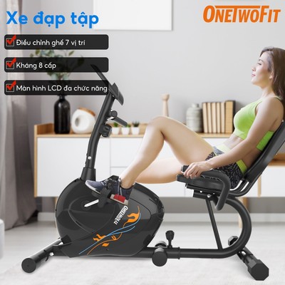 OneTwoFit Xe đạp tập gym tại nhà dụng 4KG Bánh đà đạp xe tại nhà yên tĩnh tiện Có đèn LED