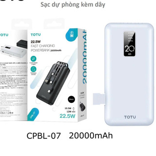 Sạc dự phòng totu cpbl07 20000mah tích hợp 4 dây sạc, giá đỡ điện thoại