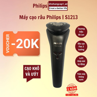 Máy cạo râu philips s1213 cạo khô và ướt, 3 lưỡi tự mài, pin sạc nhanh 1h usb-a, bh 2 năm - khohangcap1_ad