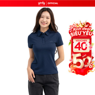 Áo thun polo nữ vải cafe YODY giấu cúc thấm hút nhanh co giãn nhẹ nhanh khô không nhăn nhàu APN7120