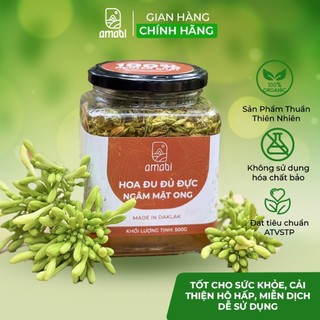 Hoa đu đủ đực ngâm mật ong rừng hũ 500g/1kg, Hoa đu đủ đực ngâm mật ong thiên nhiên nguyên chất Amabi