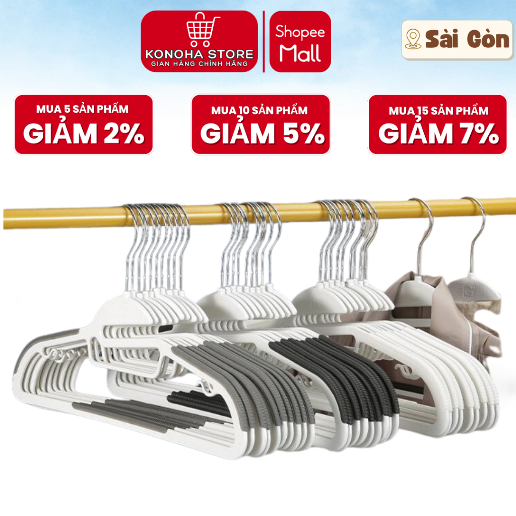 Móc Treo Quần Áo Đa Năng KONOHA Chống Trượt Xoay 360, Chất Liệu Nhựa Cao Cấp Bền Bỉ Chịu Lực Tốt